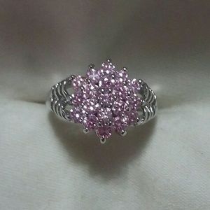 Pink Sapphire Ring in Silver size 7